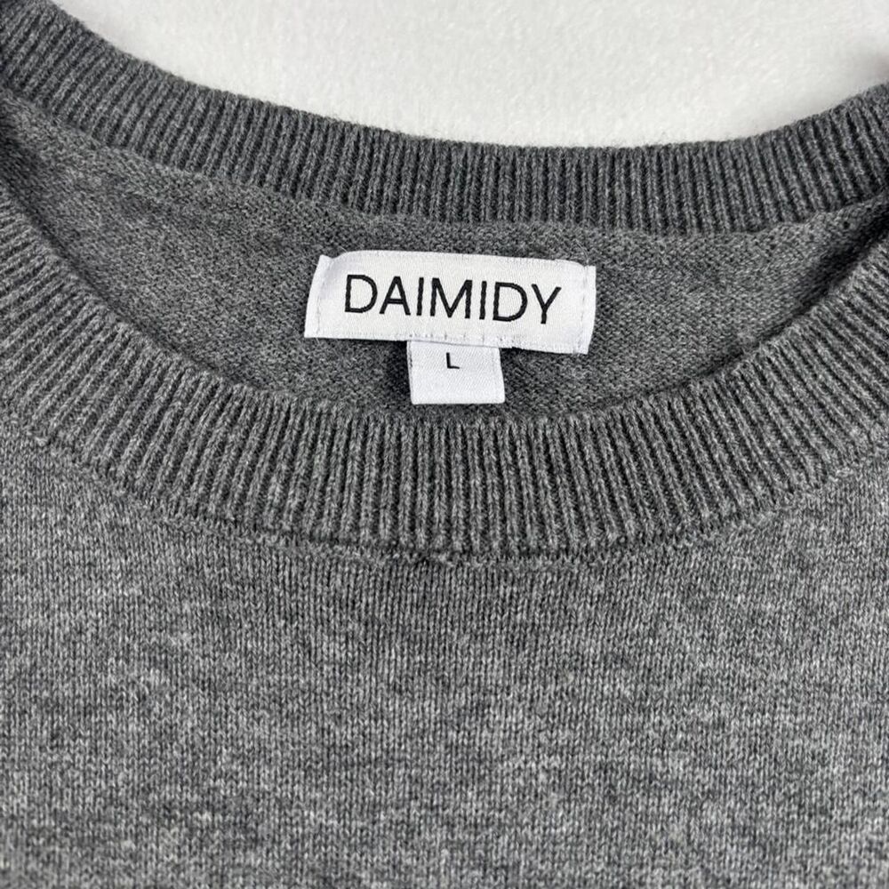 DAIMIDY Gray Short Sleeve Sweater Women’s Size L Lightweight Knit Top - Picture 2 of 6